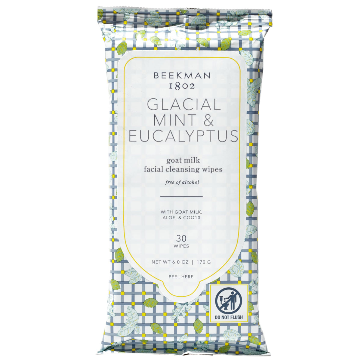 Beekman 1802 Glacial Mint Eucalyptus wipes pack for on-the-go cleansing