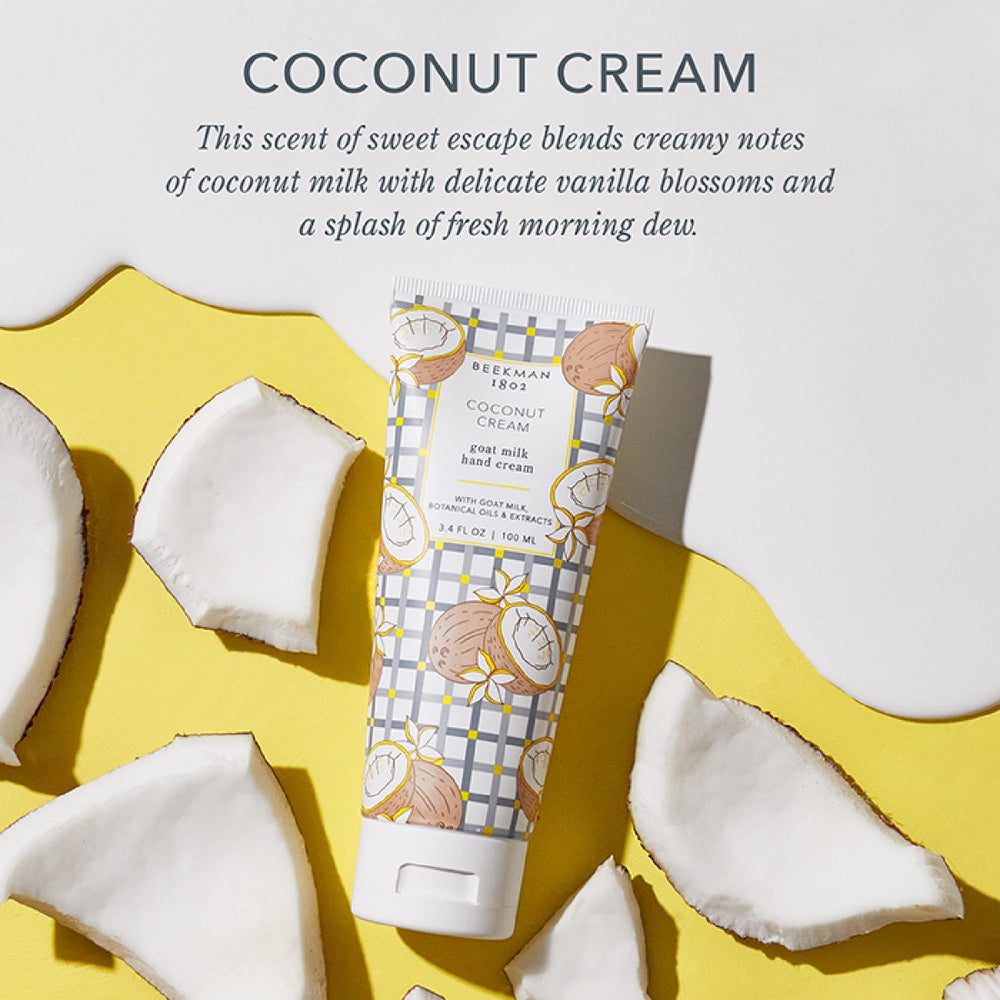 Beekman 1802 Goat Milk Hand Cream pump application for quick moisture on the go.