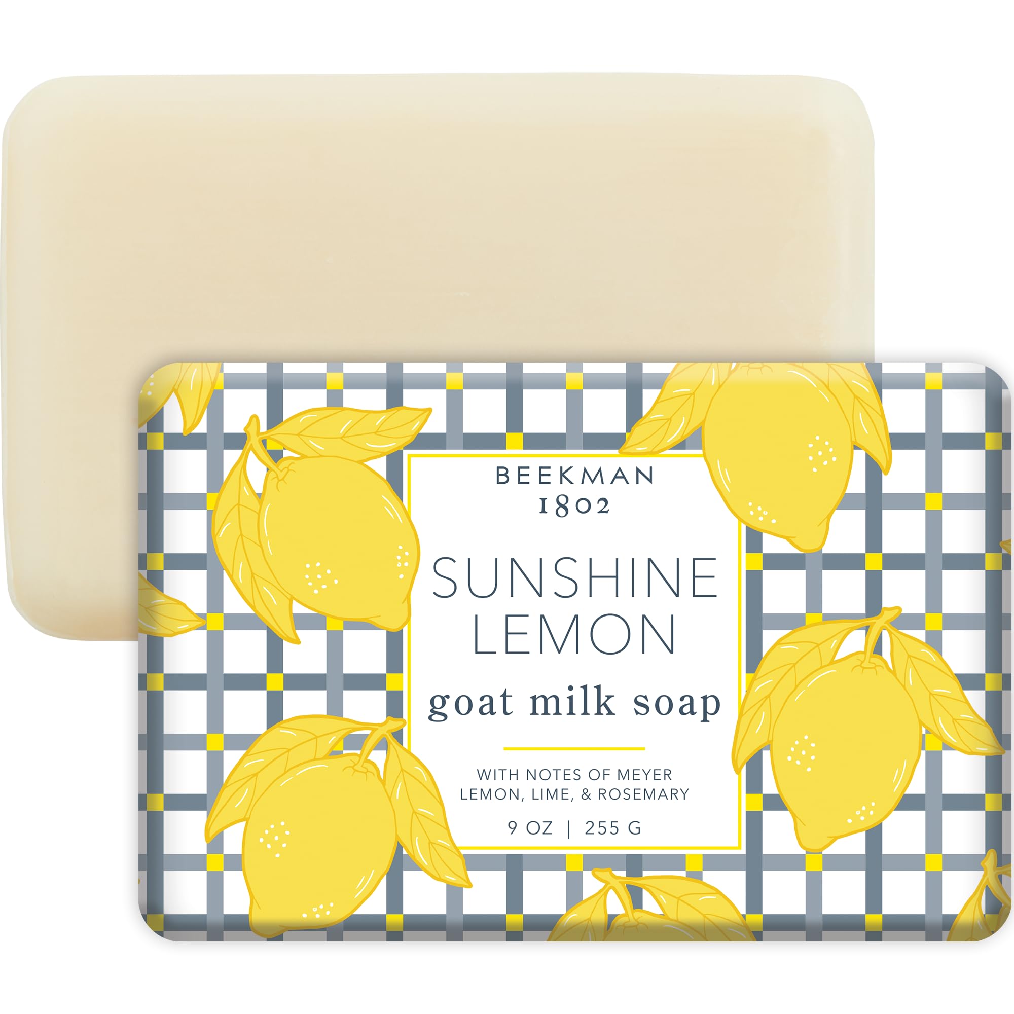 Beekman 1802 goat milk soap bar with sunshine lemon for gentle cleansing