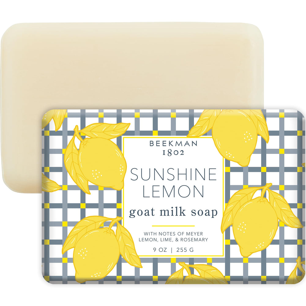 Beekman 1802 goat milk soap bar with sunshine lemon for gentle cleansing