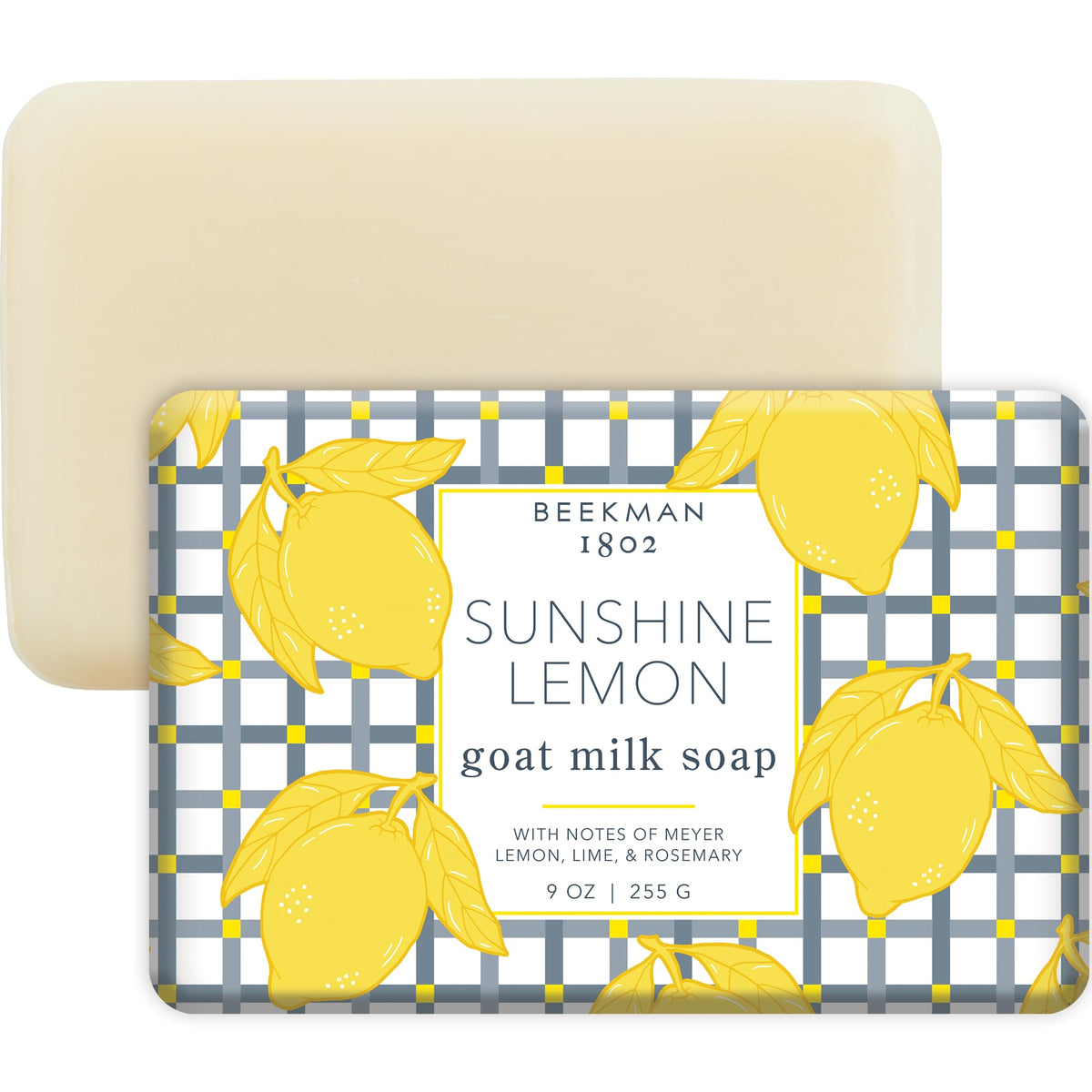 Beekman 1802 goat milk soap bar with sunshine lemon for gentle cleansing