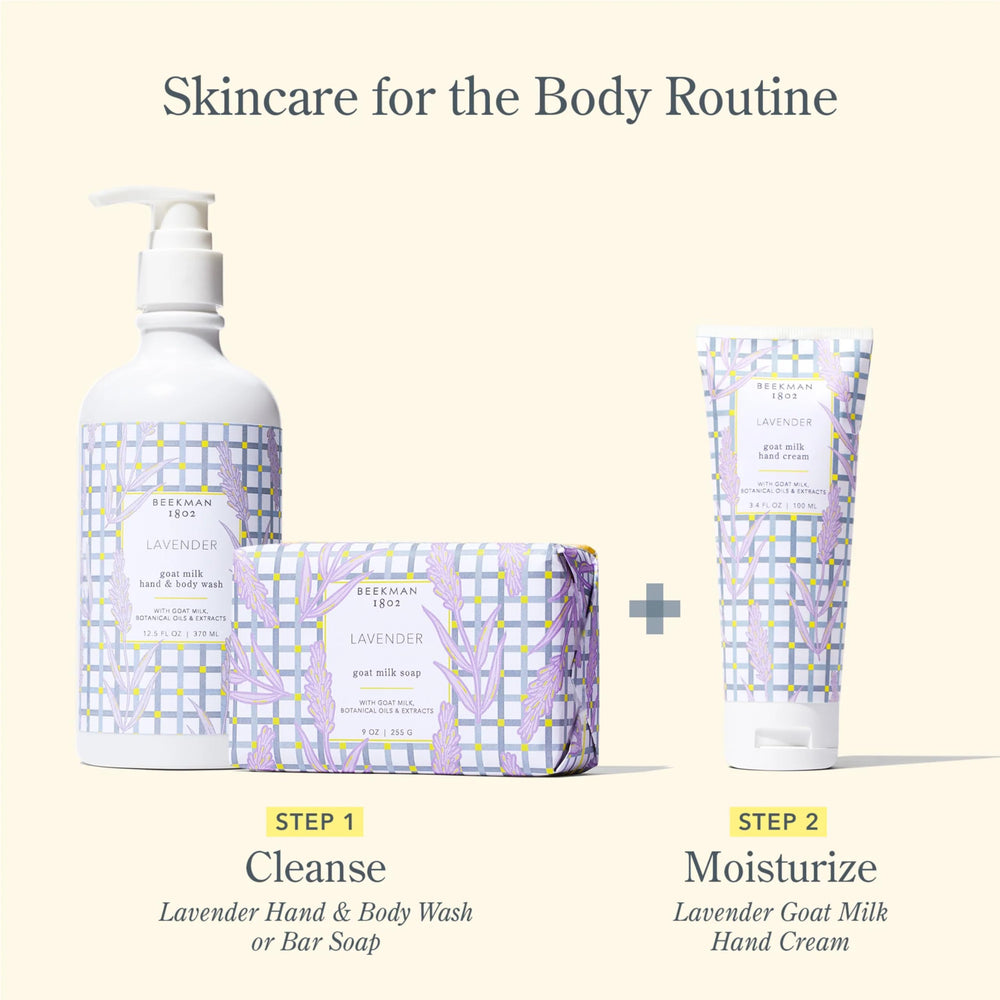 Lavender bergamot scent in Beekman 1802 hand cream for calming fragrance.