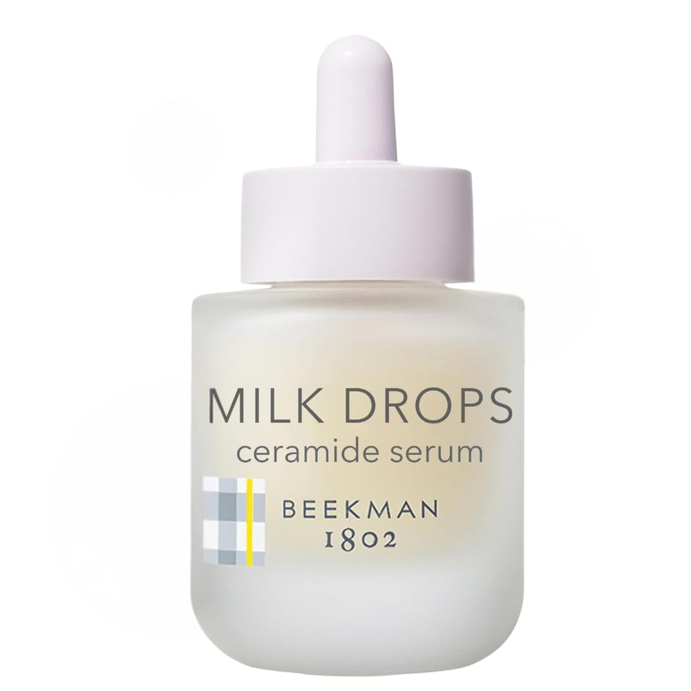 Beekman 1802 Milk Drops Ceramide Serum bottle for lightweight daily hydration.