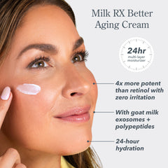 Beekman 1802 Milk RX packaging box highlighting a doctor-formulated multi-layer moisturizer.