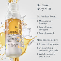 Beekman 1802 Milk Shake Body Mist aroma swirl highlighting honey and orange blossom