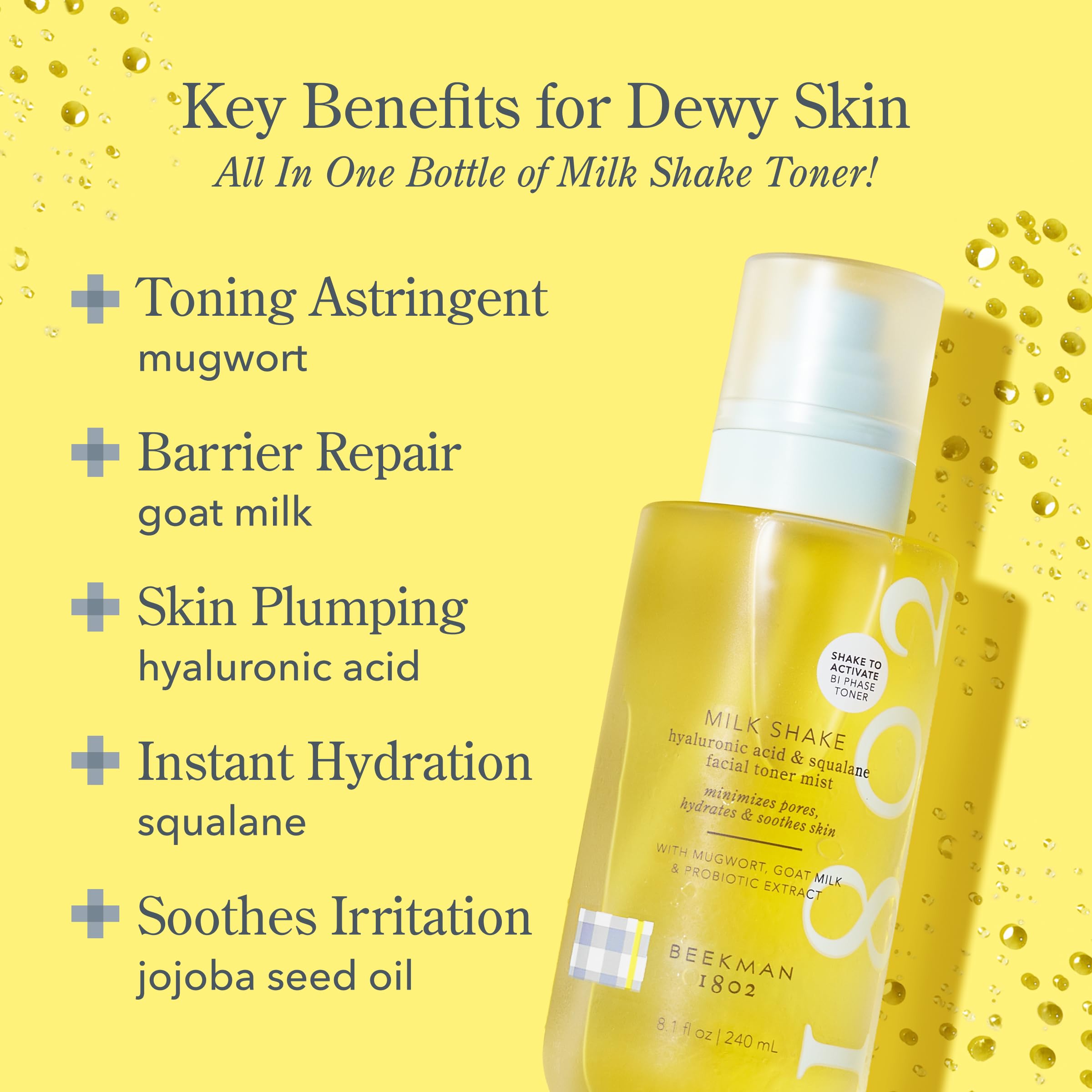 Beekman 1802 Milk Shake Face Mist features goat milk and mugwort in the blend.