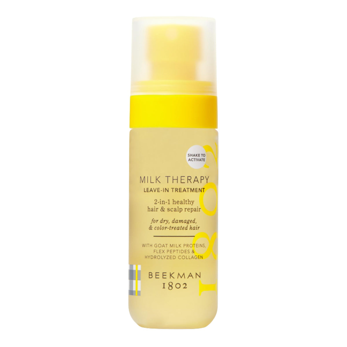 Beekman 1802 Milk Therapy Peptide Leave-In bottle — frizz control and deep hydration.