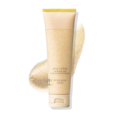 Beekman 1802 Milk Scrub jar shown for gentle exfoliation.
