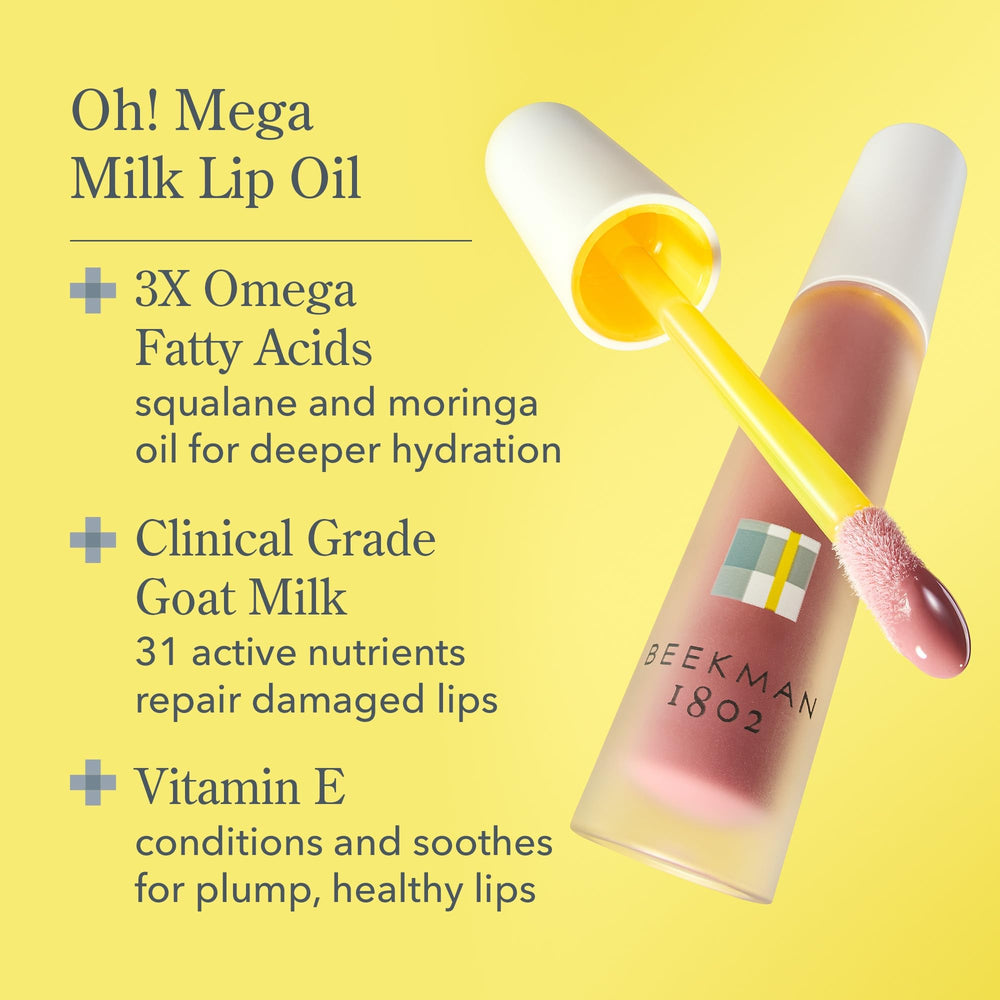 Beekman 1802 Oh Mega Milk Lip Oil ingredient closeup squalane and vitamins