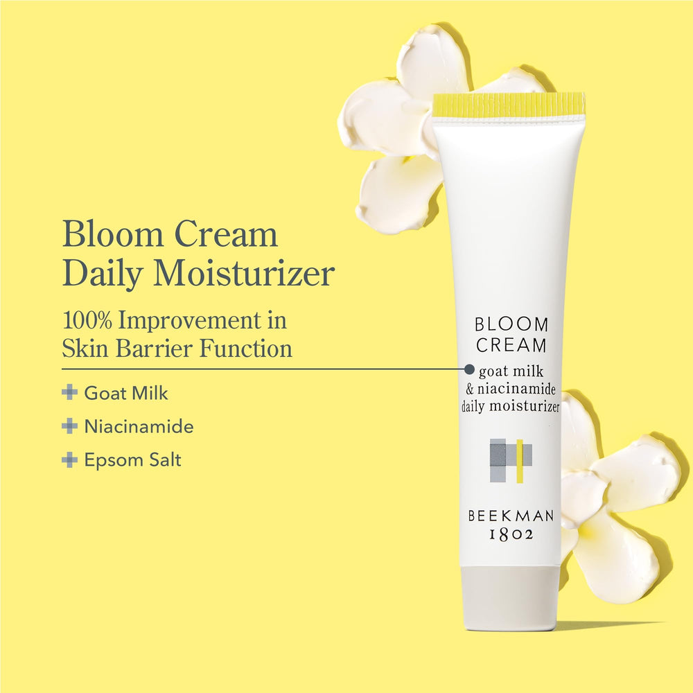 Beekman 1802 Bloom Cream goat milk jar texture swirl ready for daily use.