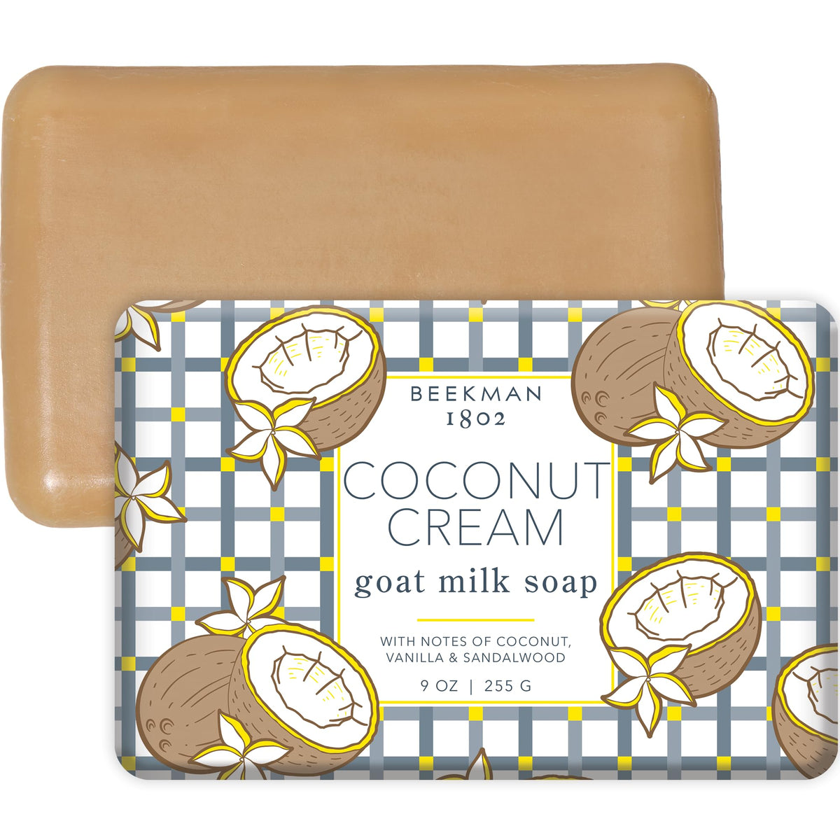 Beekman 1802 Goat Milk Body Soap Bar Coconut Cream for gentle cleansing and hydration.