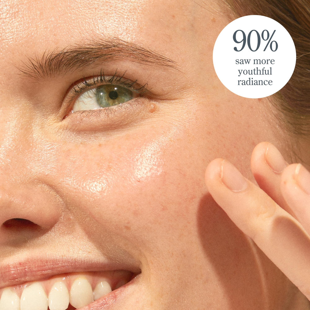 Beekman 1802 Milk Drops Ceramide Serum bottle-detail highlights clean beauty values.