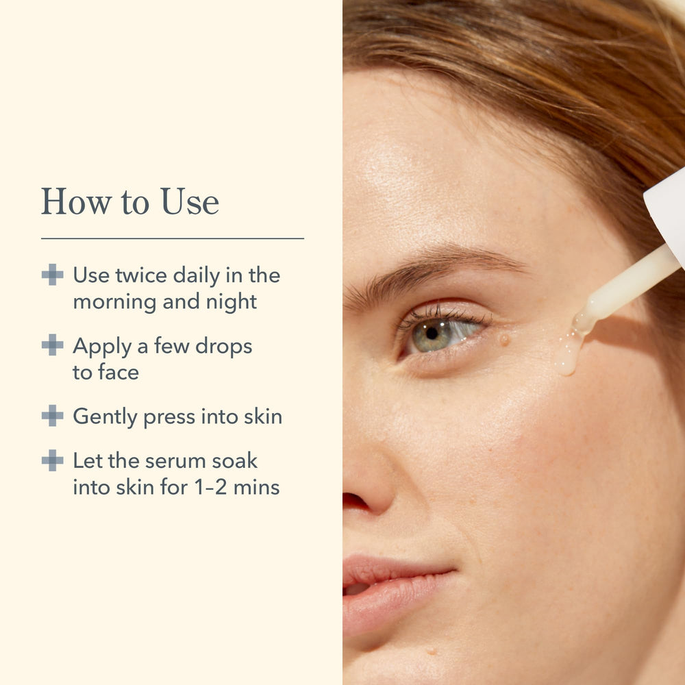 Beekman 1802 Milk Drops Ceramide Serum on-hand showing controlled drop-based dosage.