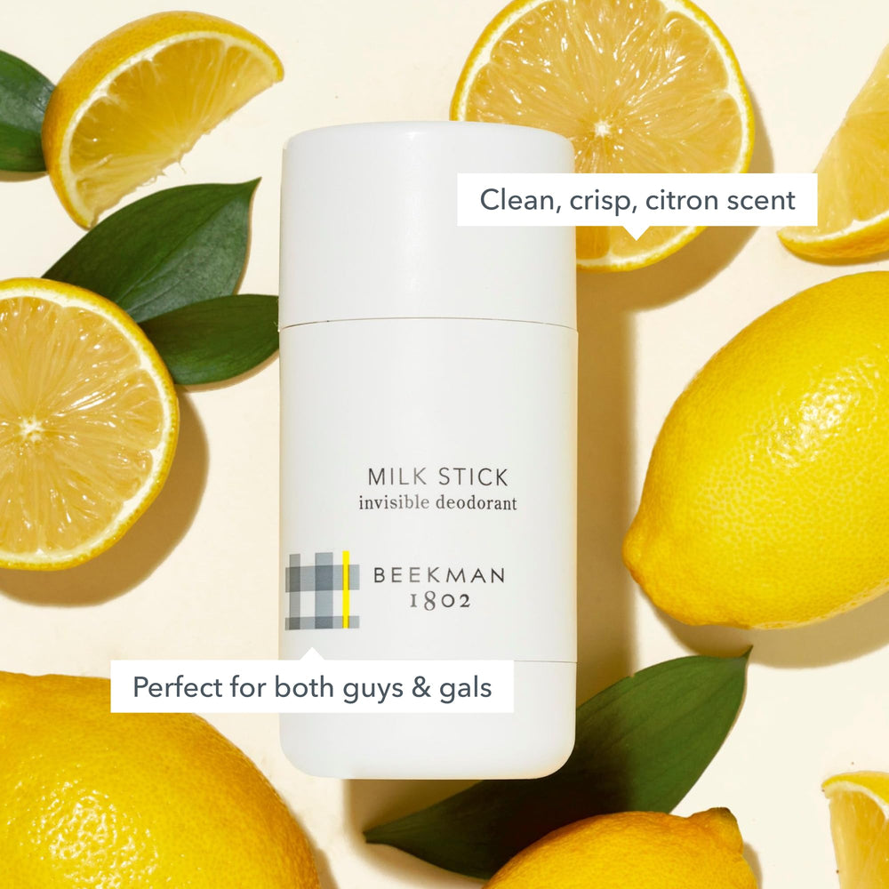 Beekman 1802 Milk Stick uses goat milk for skin-friendly care.