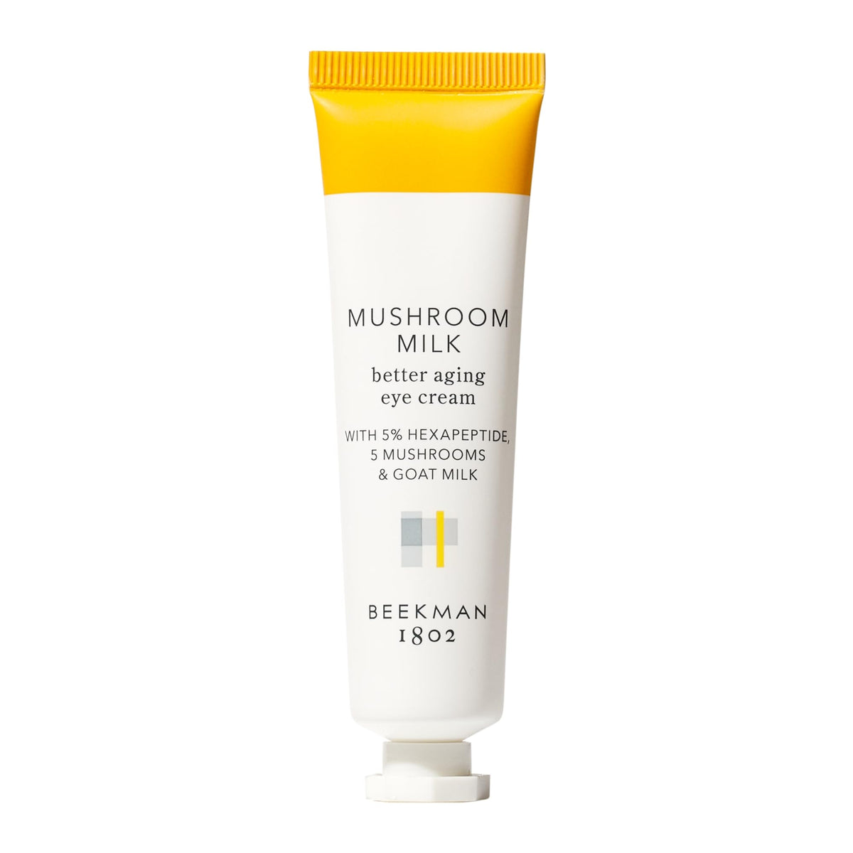 Beekman 1802 Mushroom Goat Milk Eye Cream jar closeup for deep under-eye hydration