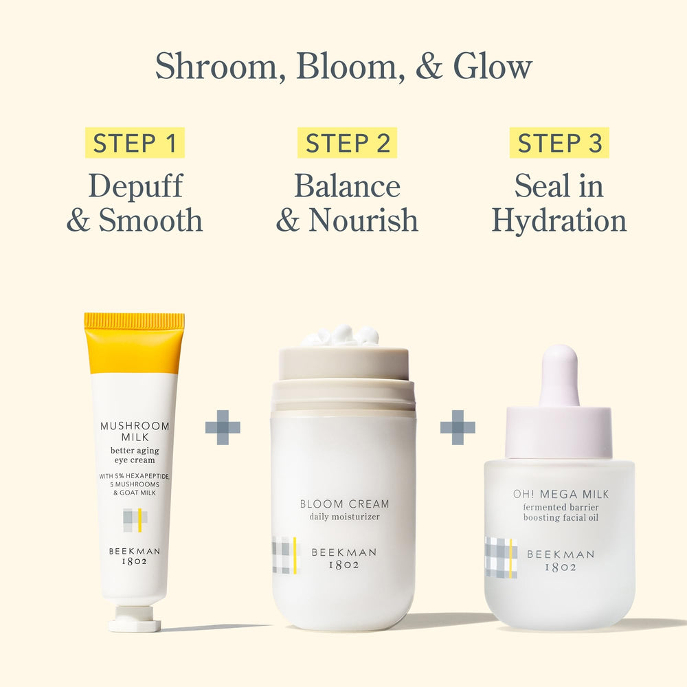 Beekman 1802 Snow Mushroom hydration texture shows cooling effect