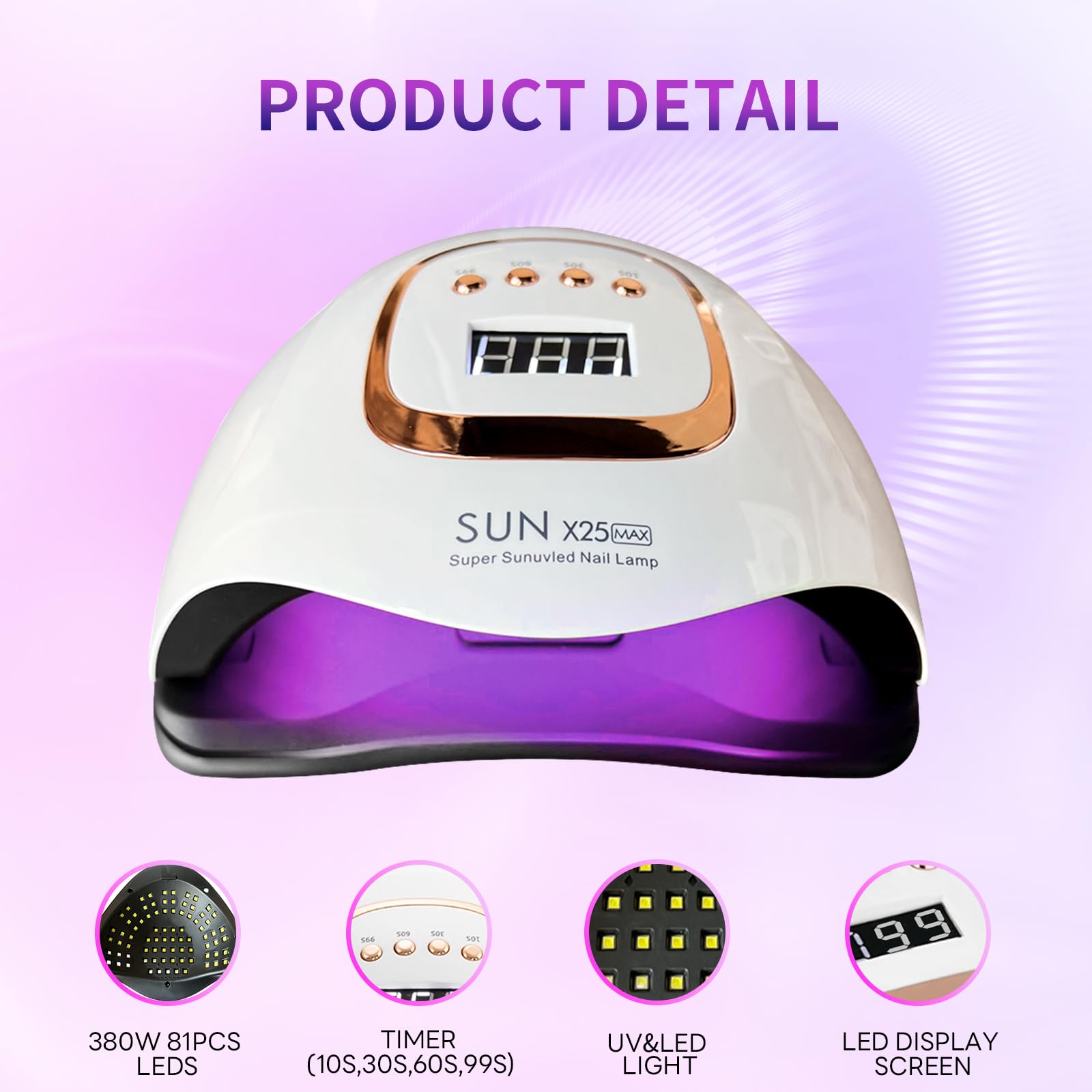 BEENLE 380W UV LED nail lamp with auto sensor for hands-free curing