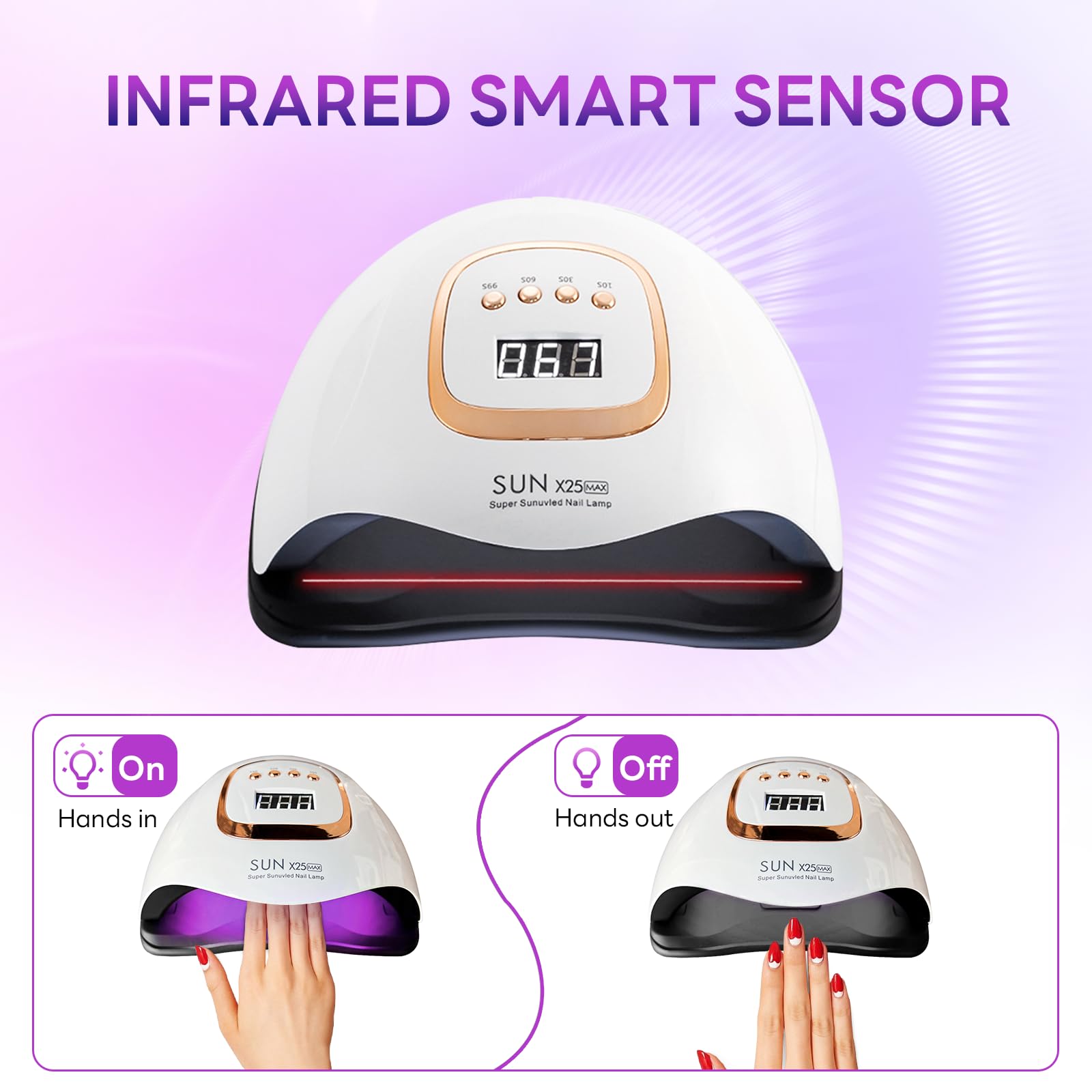 BEENLE 380W UV LED nail lamp side view highlighting compact footprint