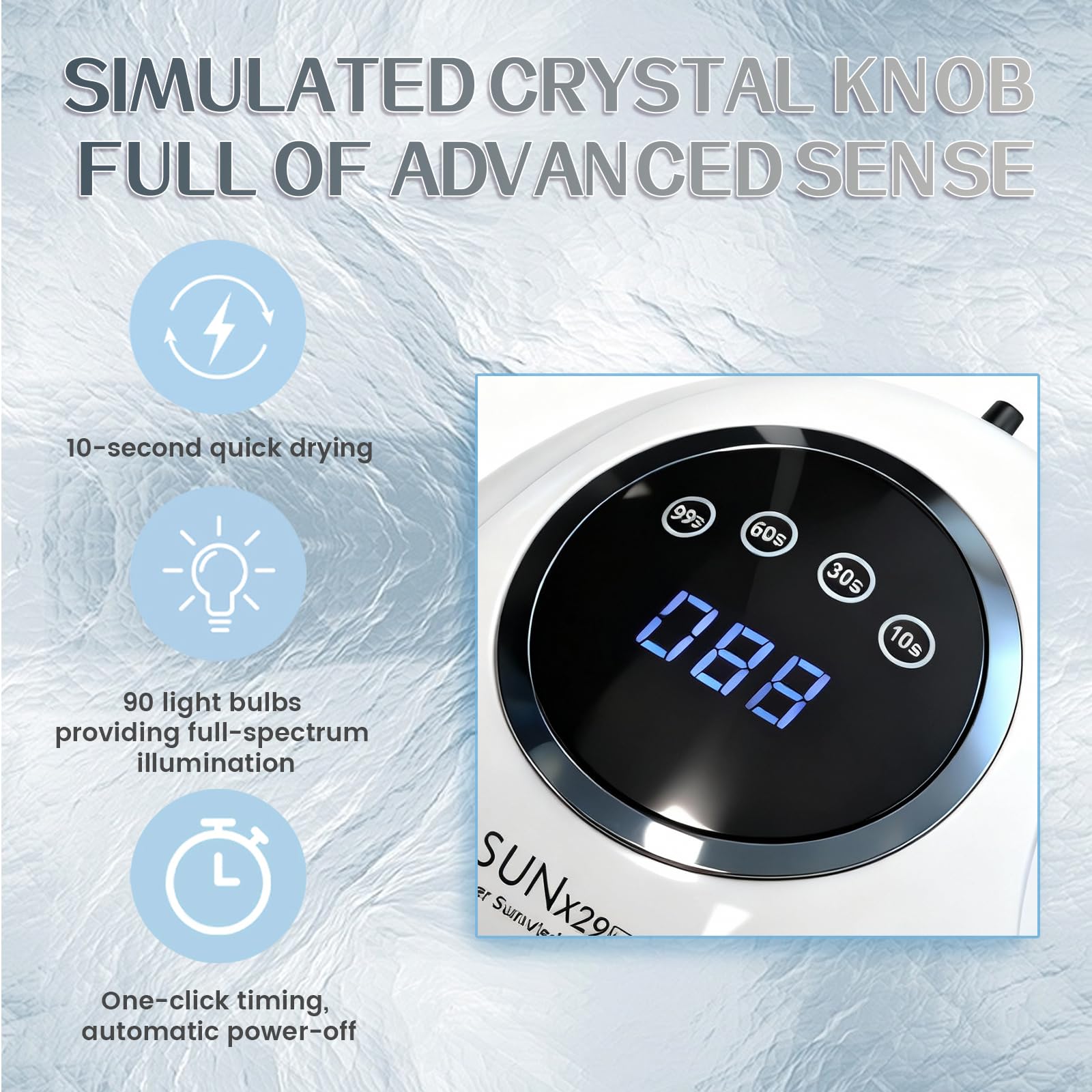 Timer panel with 10S/30S/60S/99S on Beenle lamp