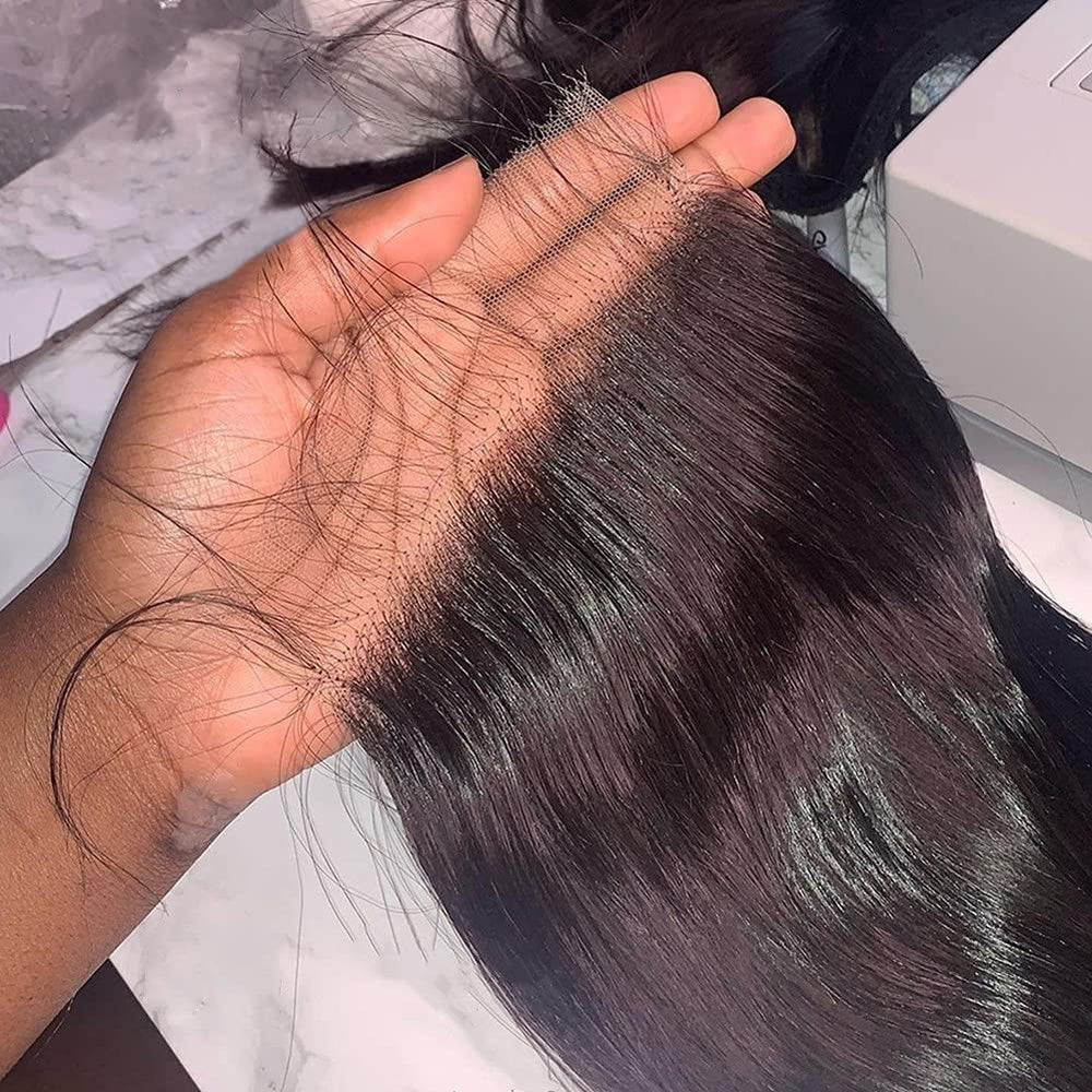 Beeos 5x5 deep-parting closure supports middle or side parts.