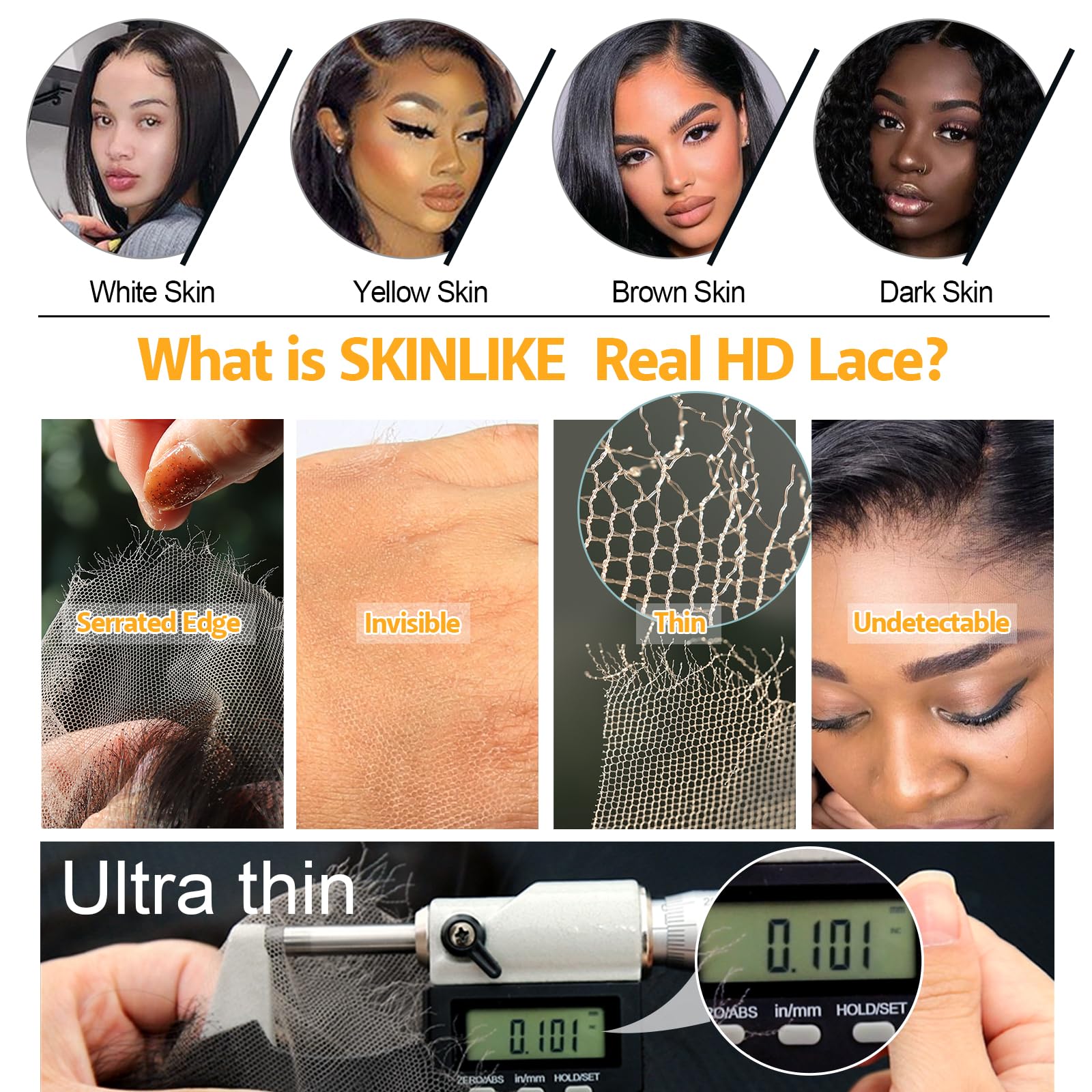 Beeos 5x5 HD lace closure breathable lace for all-day wear.