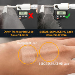 BEEOS ultra-thin 0.1mm lace base delivers breathable comfort during long wear.