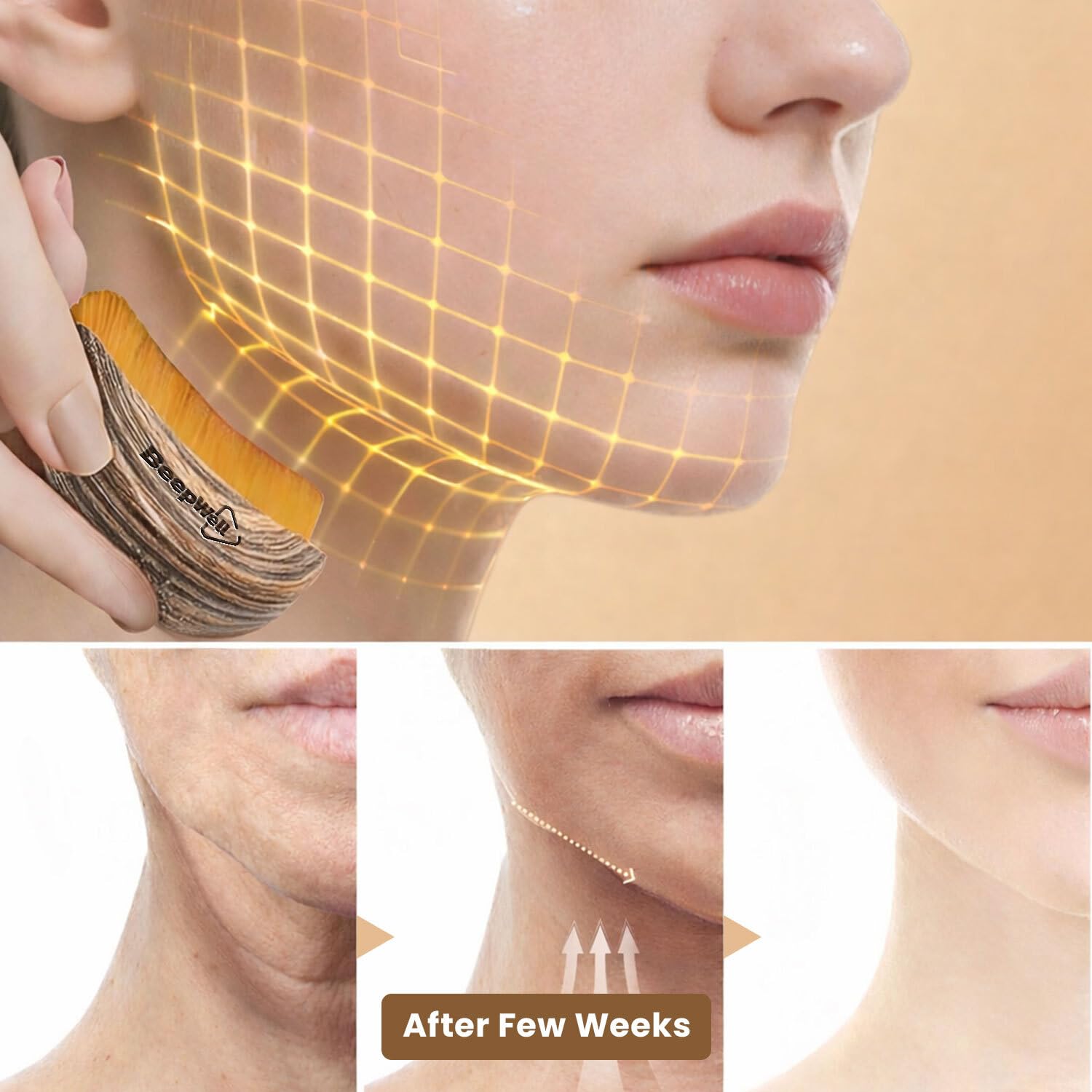 BeepWell facial neck and jawline massage tool for relaxation.