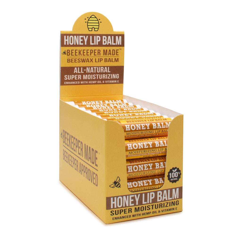 Beessential Beekeeper Made lip balm bulk pack in honey flavor for gifting and daily hydration.