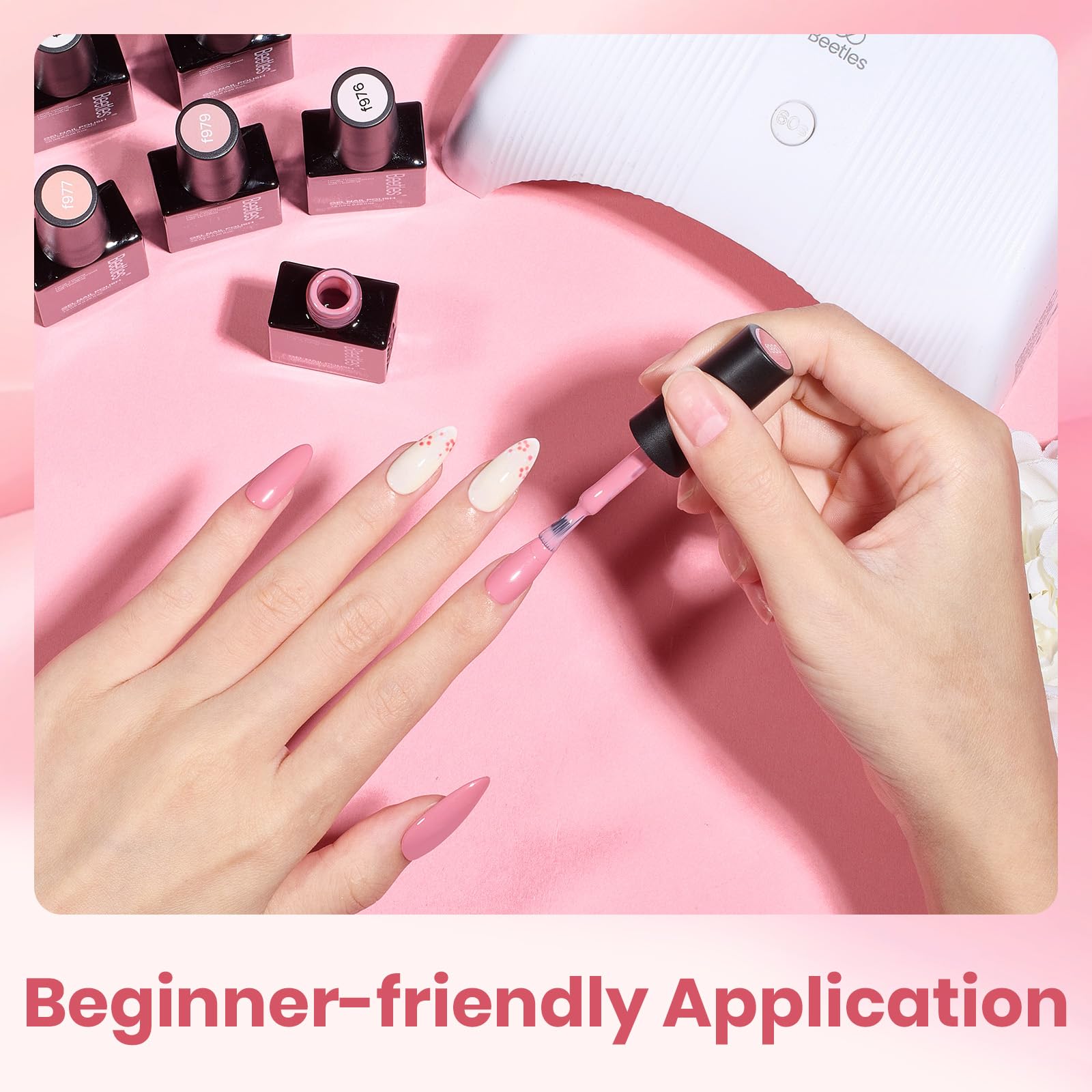 Beetle Nude Pink gel polish set beginner-friendly steps enable fast, confident manicures.