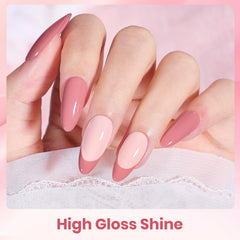 Beetle Nude Pink gel polish set applying on nail for smooth, precise coverage.