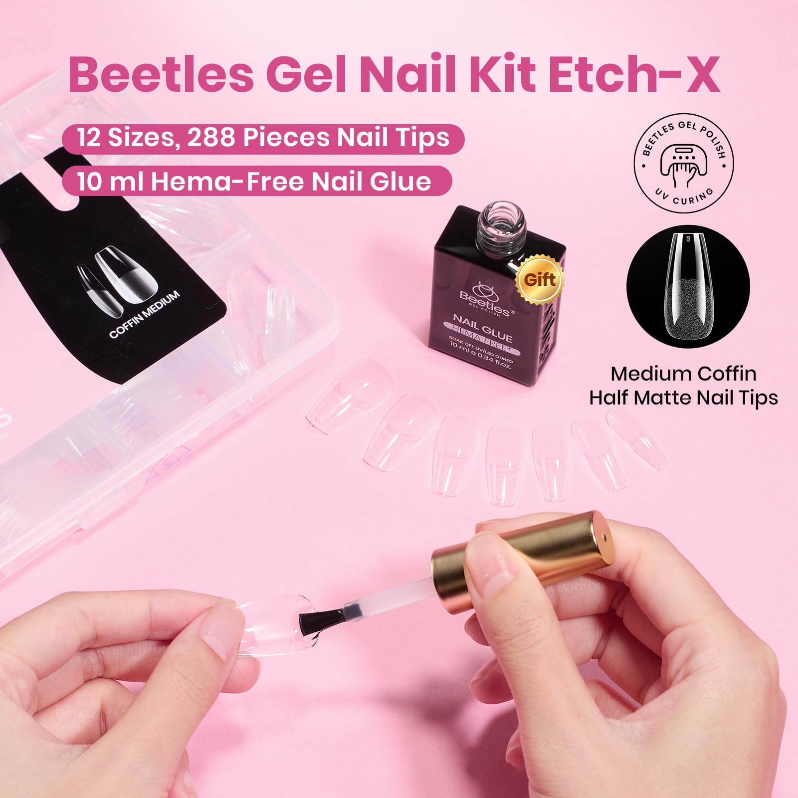 Beetles 10ml gel glue is HEMA-free and skin-friendly for comfortable wear.