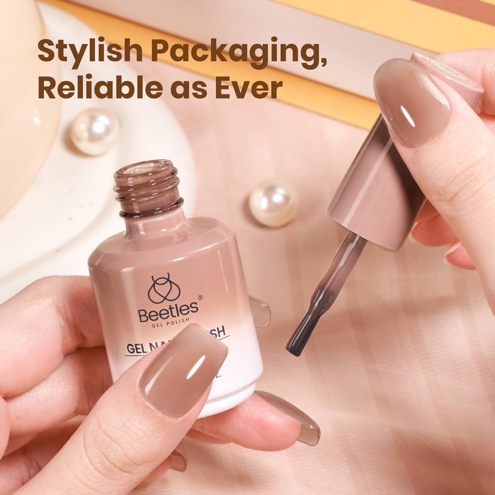 Beetles 15ml nude brown gel nail polish acts as a discreet nail concealer