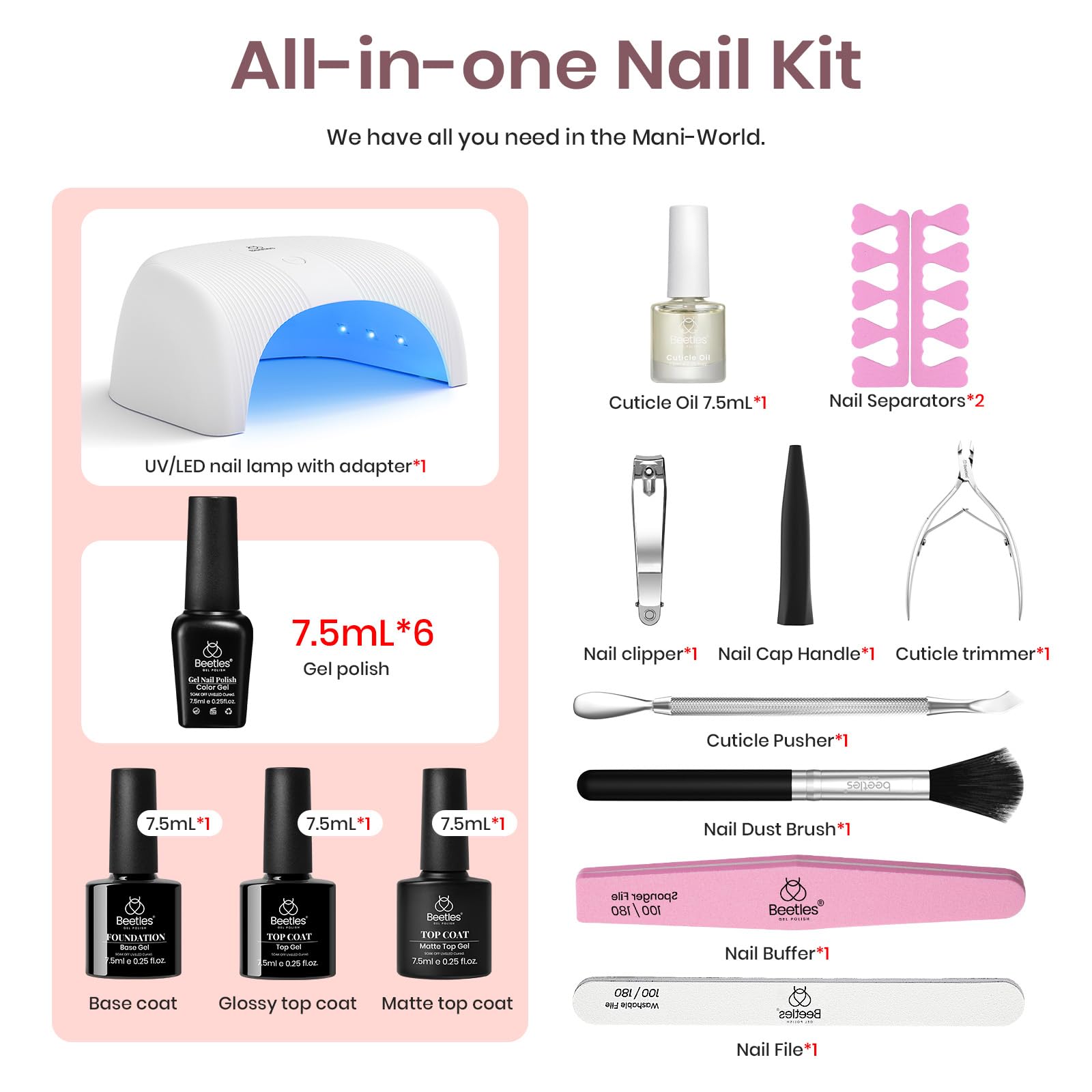 Beetles 36W nail lamp with UV LED for quick curing of gels.