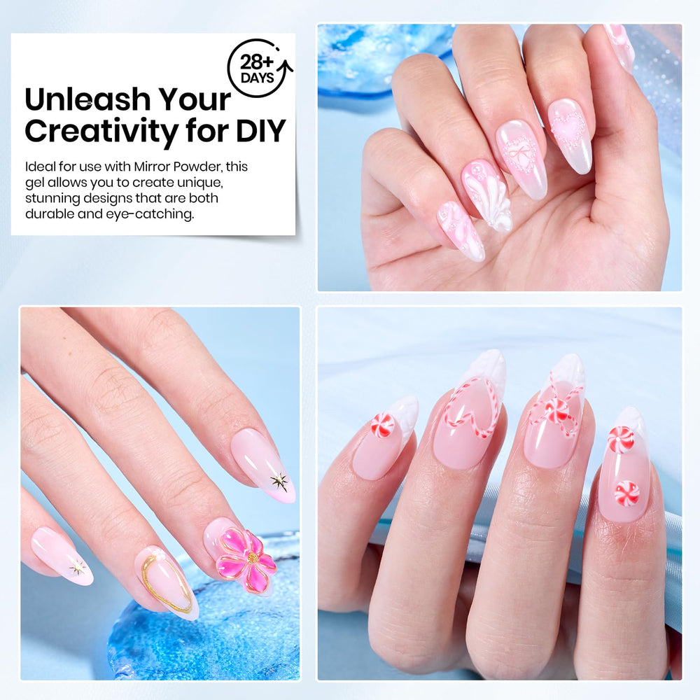 Beetles 3D flower petals and ribbons designs with mirror powder shine.