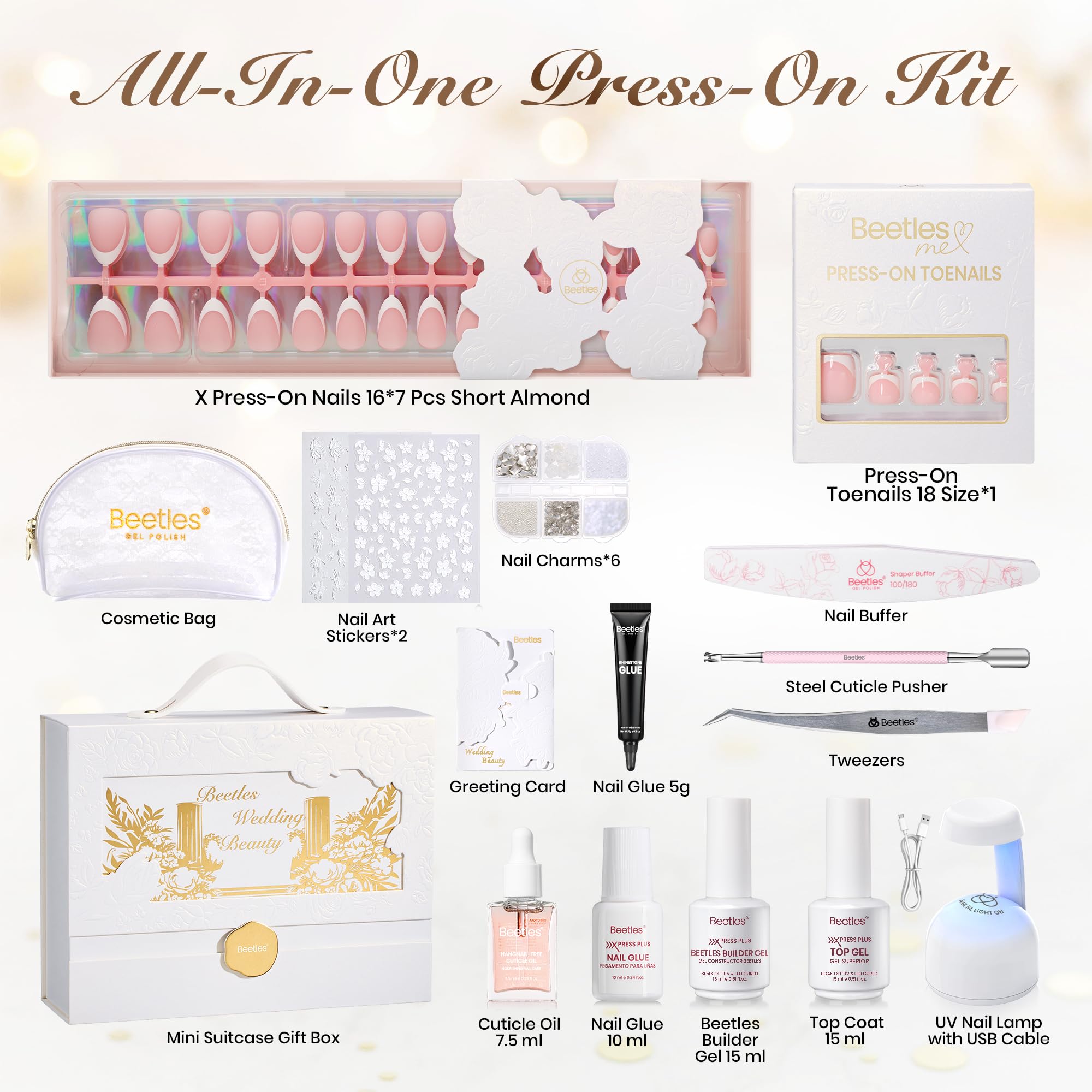 Beetles all-in-one kit with glue and builder for easy at-home nail creations