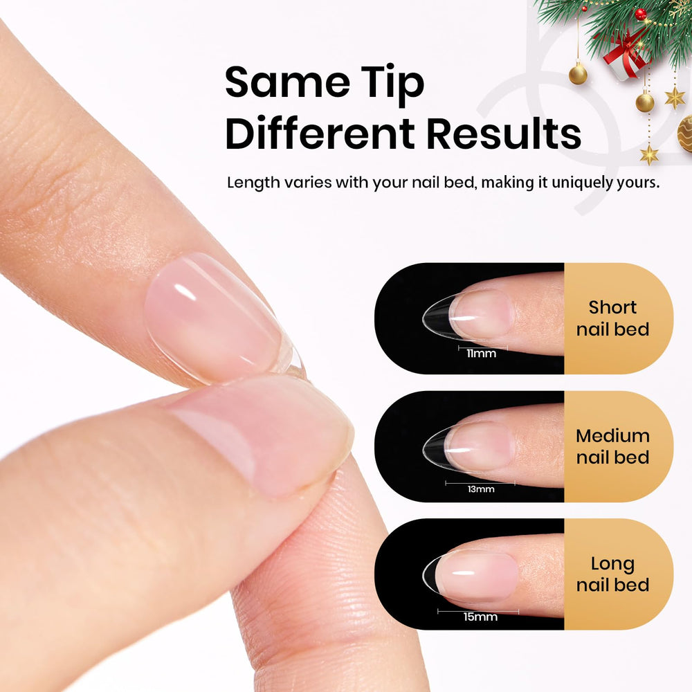 Beetles almond tips pre-shaped for easy application with standard nail glue not included