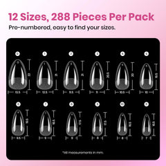 Beetles almond short tips aligning with natural nail shape