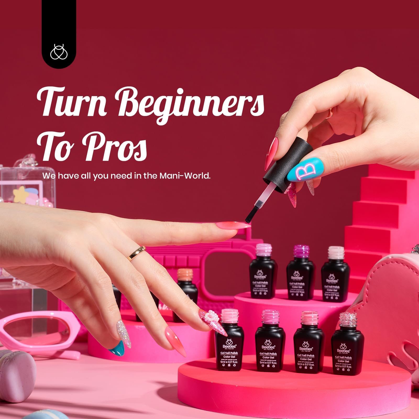 Beetles Gel Polish application guide showing step-by-step manicure.