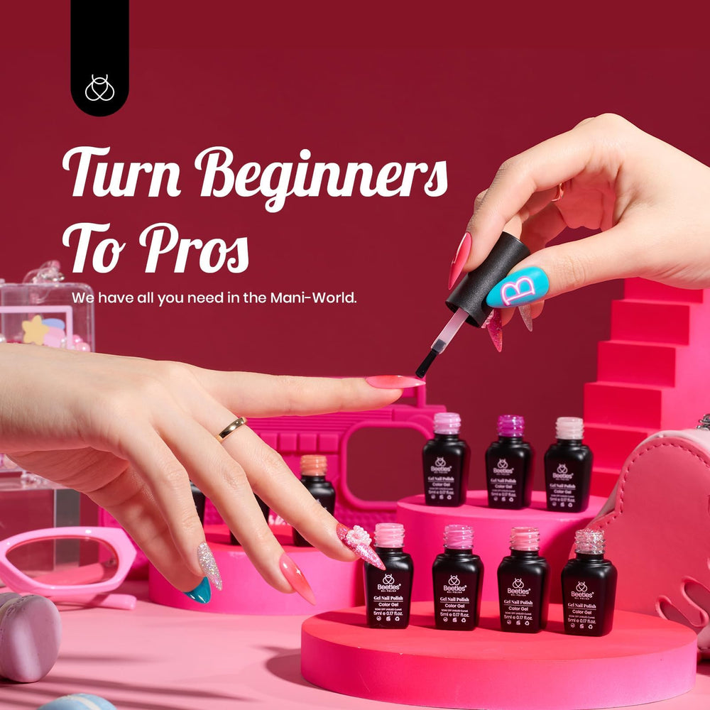 Beetles Gel Polish application guide showing step-by-step manicure.