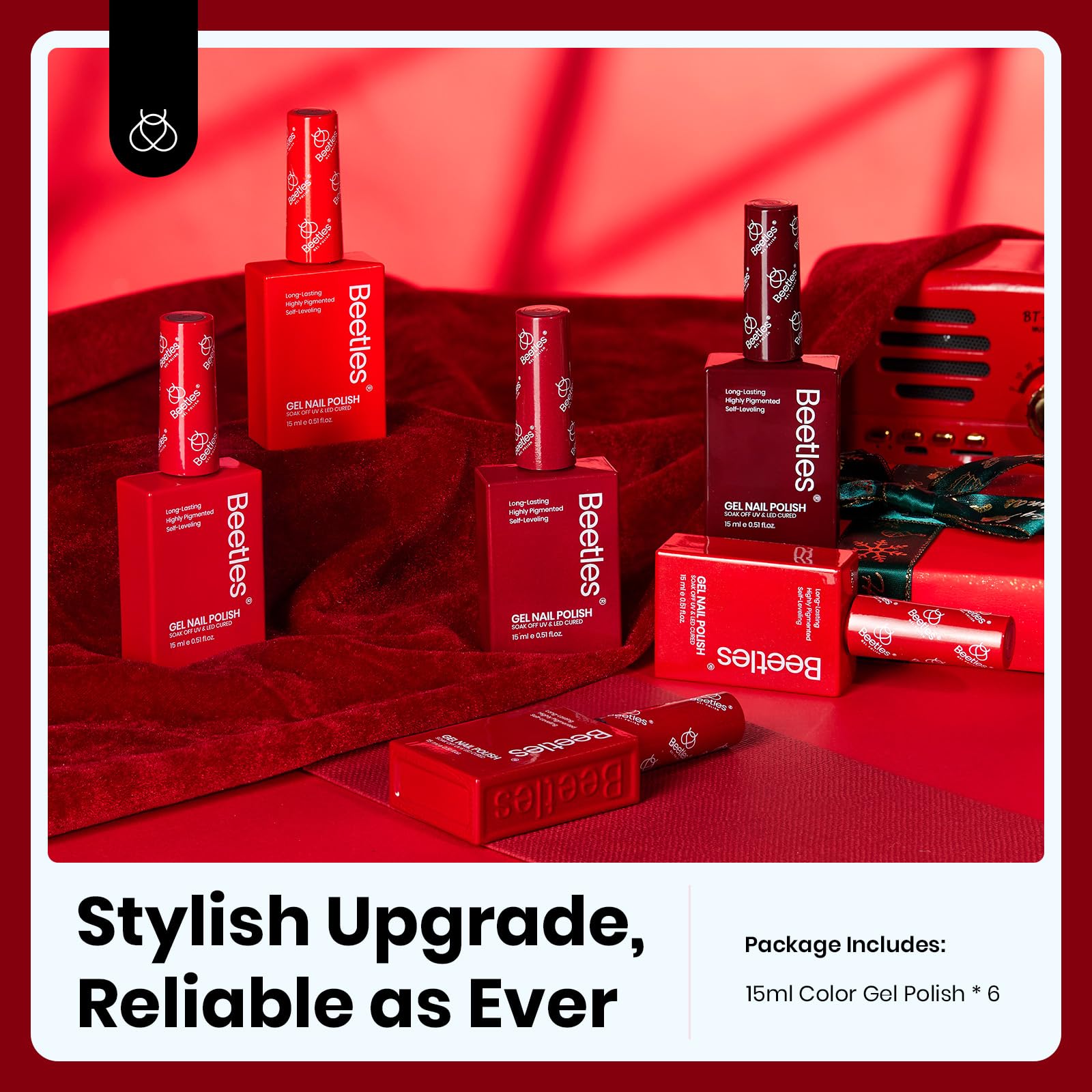 Beetles six-nail color kit ready for DIY manicure sessions.