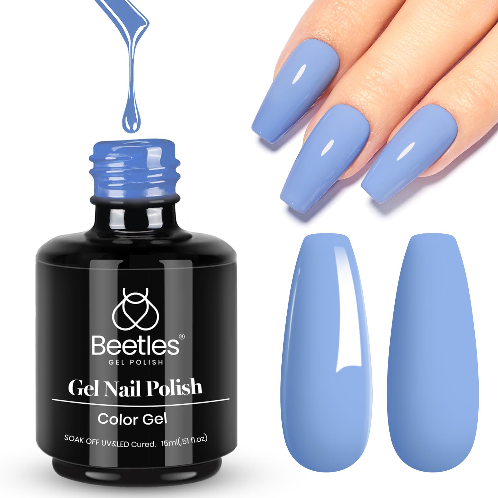 Beetles Baby Blue gel polish bottle 15ml ideal for at-home manicures
