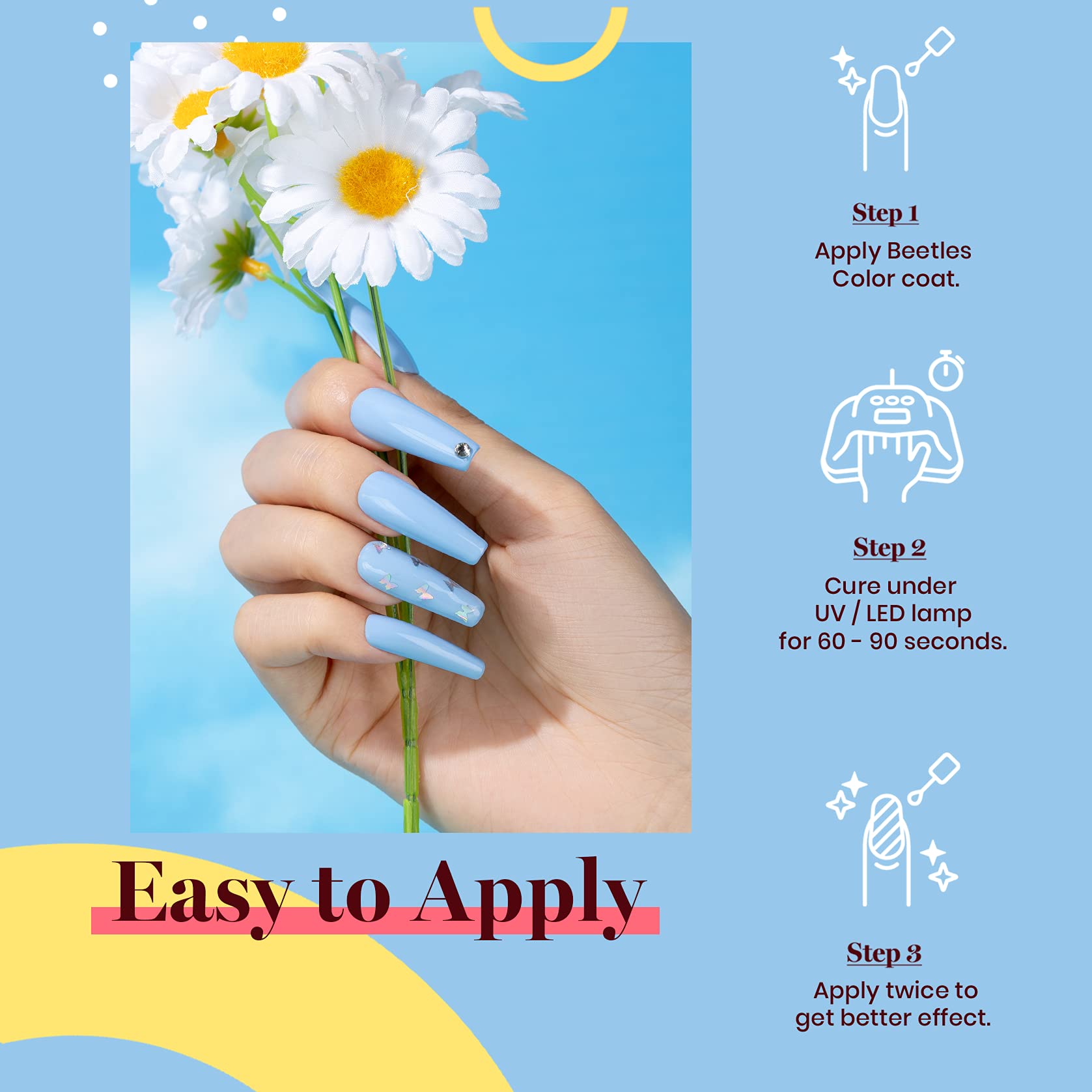 Gift-ready Beetles Baby Blue gel polish packaging for women