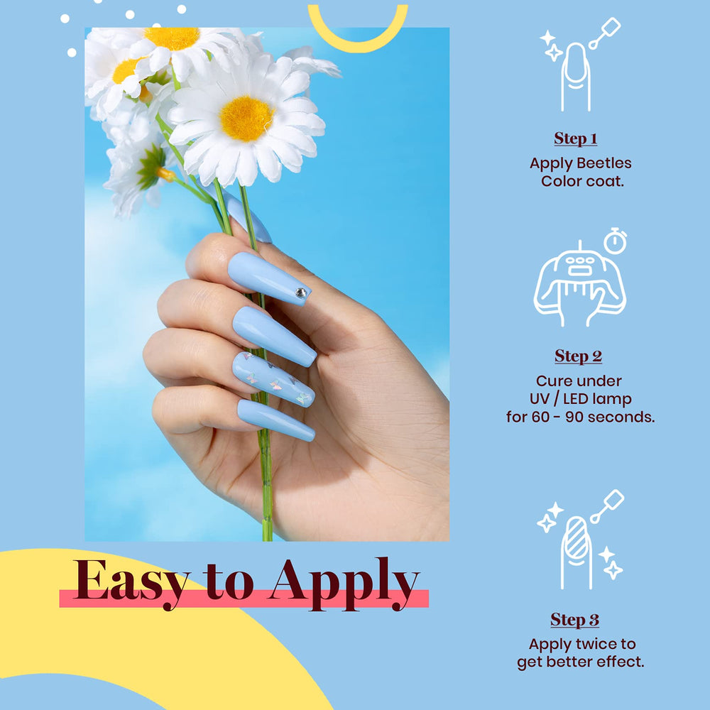 Gift-ready Beetles Baby Blue gel polish packaging for women