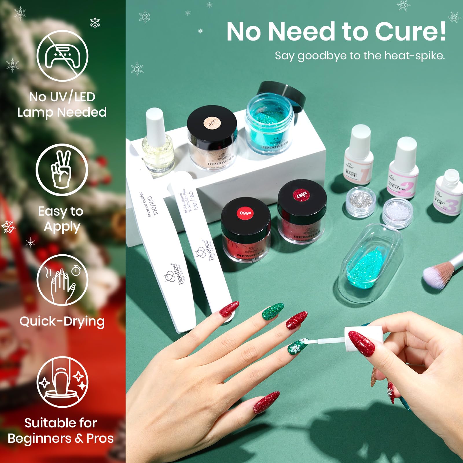Beetles base activator topcoat dip liquids in one set for easy application.