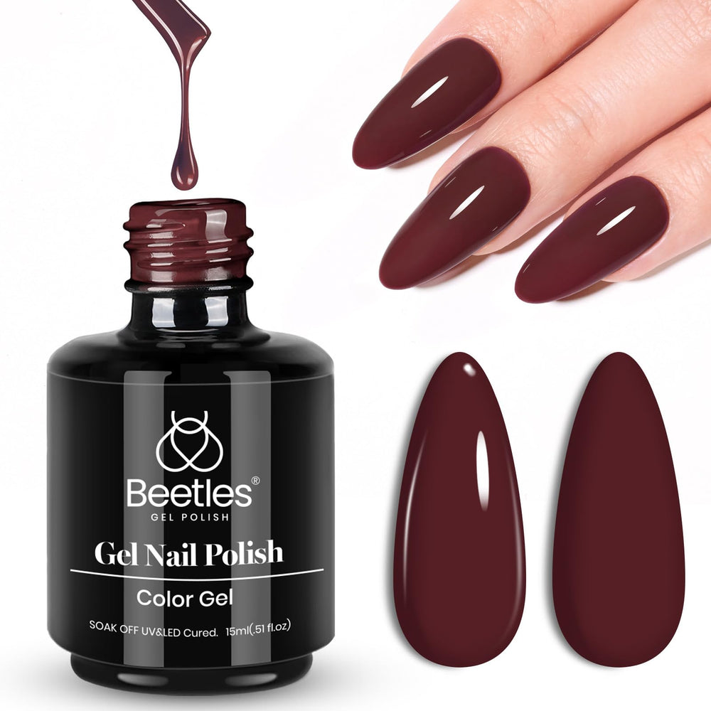 Reminder to use base and top coats with Beetles Burgundy Red gel polish