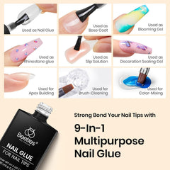 Beetles base gel and glue ideal for tip application and rhinestones.