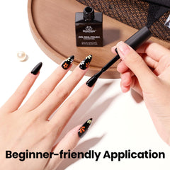 Beetles Black Gel Polish curing under UV LED lamp for quick color set