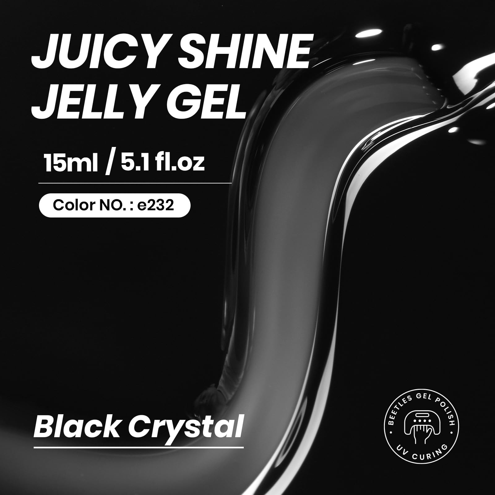 Beetles Black Jelly Polish swatches reveal buildable opacity