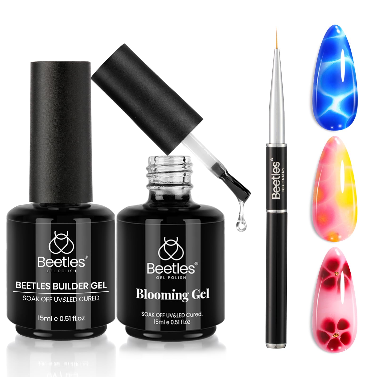 Beetles Blooming Gel 15ml for marble-like nail designs
