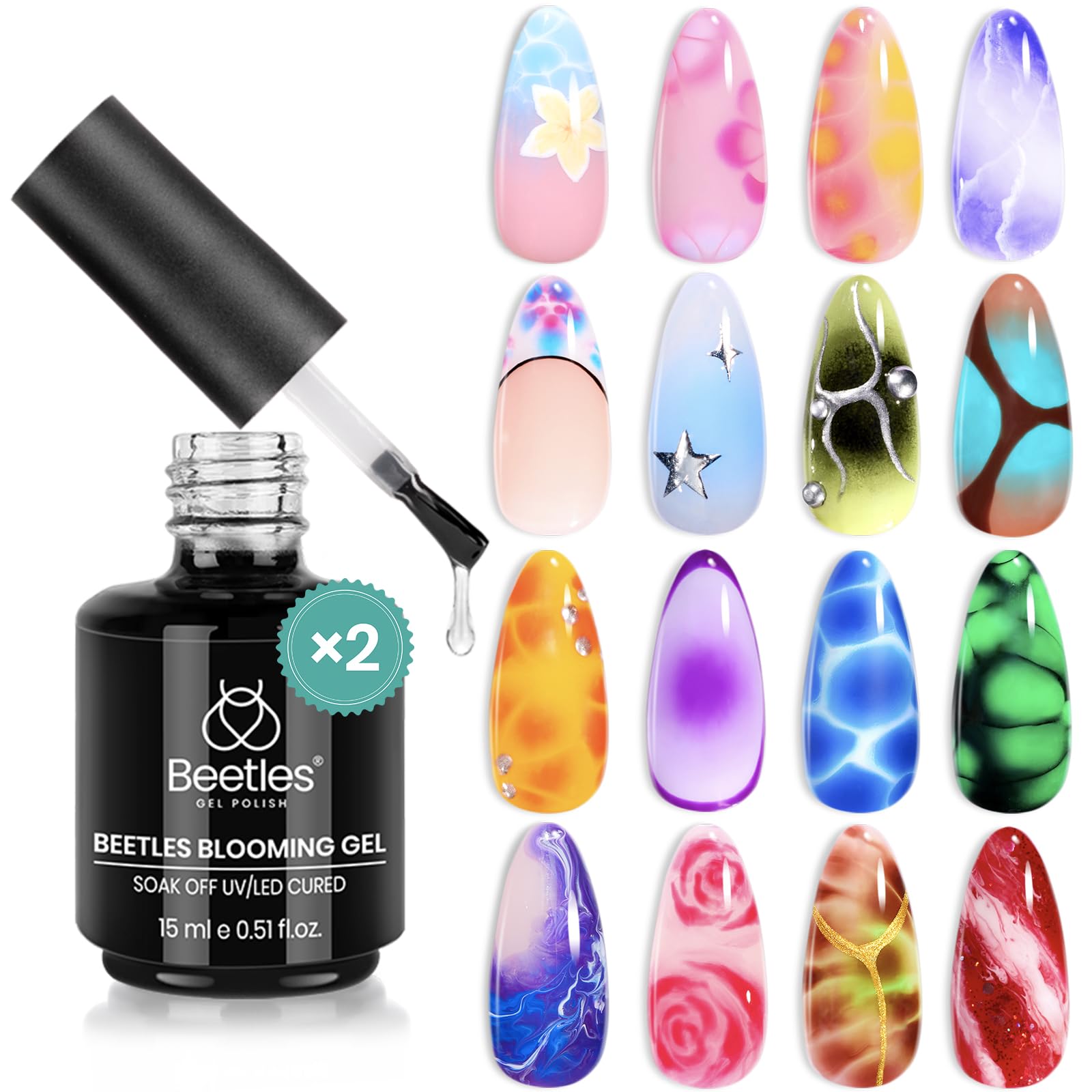Beetles Blooming Gel clear 15ml base for blooming nail art